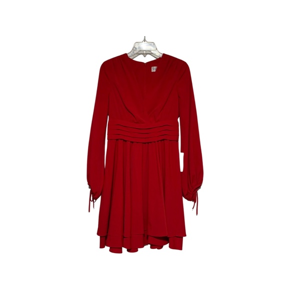 Women’s Eliza J Off The Shoulder Side Drape Sheath Dress in Red Sz 4 NWT - Picture 2 of 6